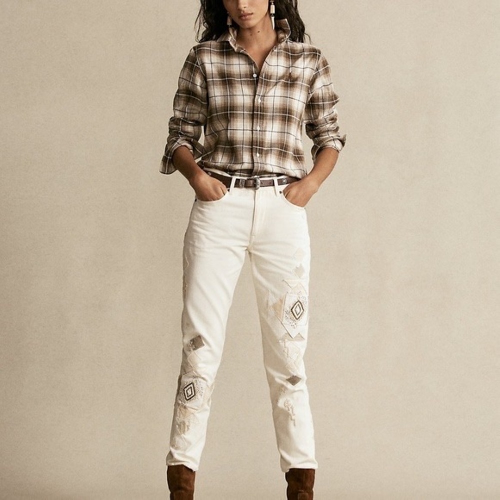 Ralph Lauren Avery Boyfriend Patchwork Embroidered Jeans